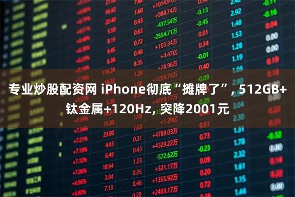 专业炒股配资网 iPhone彻底“摊牌了”, 512GB+钛金属+120Hz, 突降2001元