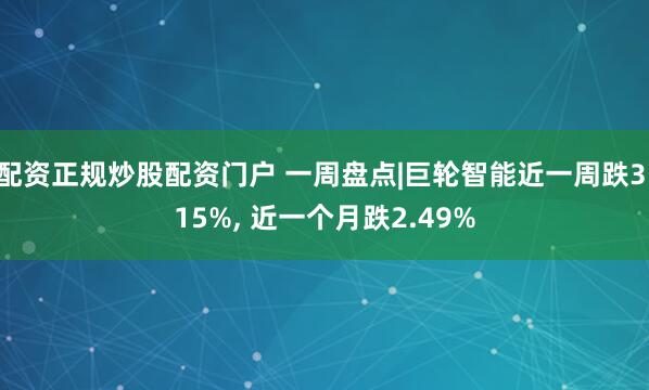 配资正规炒股配资门户 一周盘点|巨轮智能近一周跌3.15%, 近一个月跌2.49%