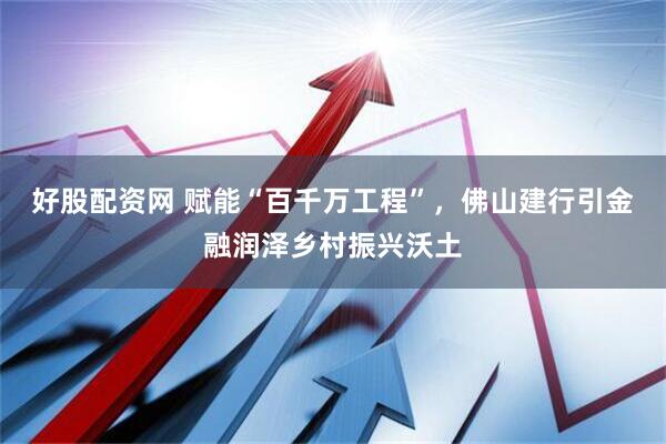 好股配资网 赋能“百千万工程”，佛山建行引金融润泽乡村振兴沃土