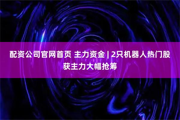 配资公司官网首页 主力资金 | 2只机器人热门股获主力大幅抢筹