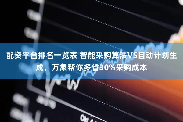 配资平台排名一览表 智能采购算法VS自动计划生成，万象帮你多省30%采购成本